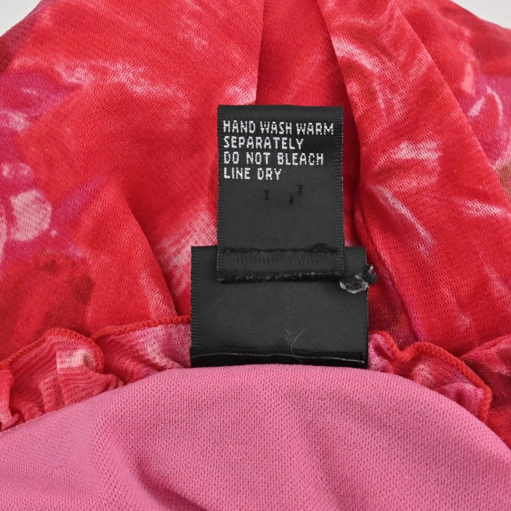 Vintage Y2k Ruched Mesh Top Womens Size M Pink Floral INC International Concepts - Picture 7 of 12